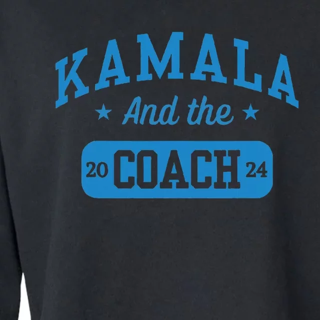 Kamala And The Coach Baseball Font Harris Walz Waltz 2024 Cropped Pullover Crew