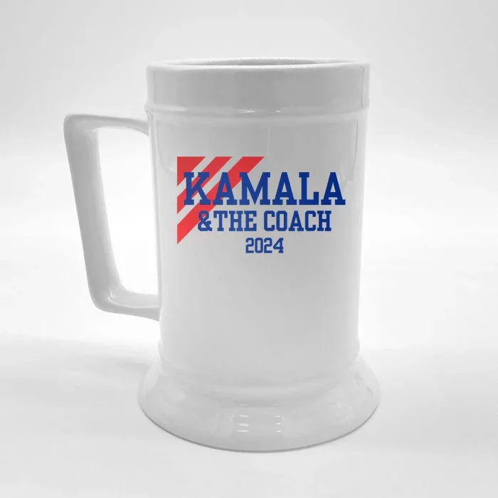 Kamala And The Coach 2024 Kamala Harris Tim Walz Front & Back Beer Stein