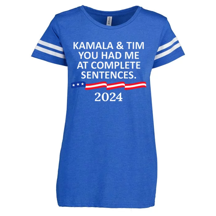 Kamala And Tim You Had Me At Complete Sentences Enza Ladies Jersey Football T-Shirt