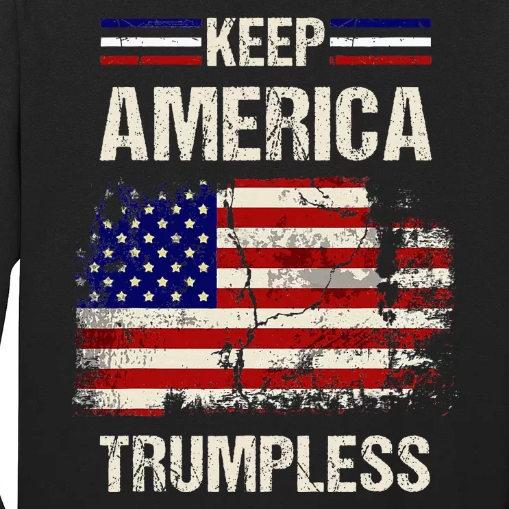 Keep America Trumpless America Flag Retro Patriotic Long Sleeve Shirt