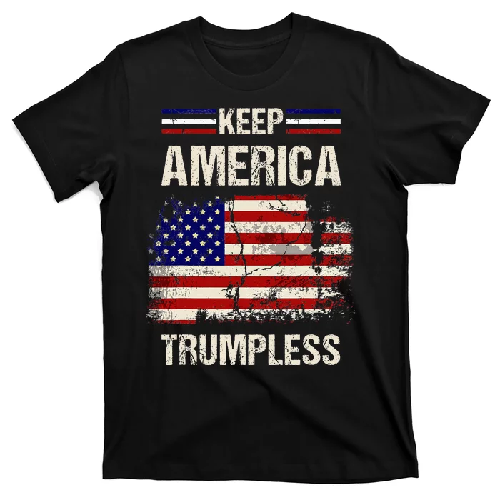 Keep America Trumpless America Flag Retro Patriotic T-Shirt