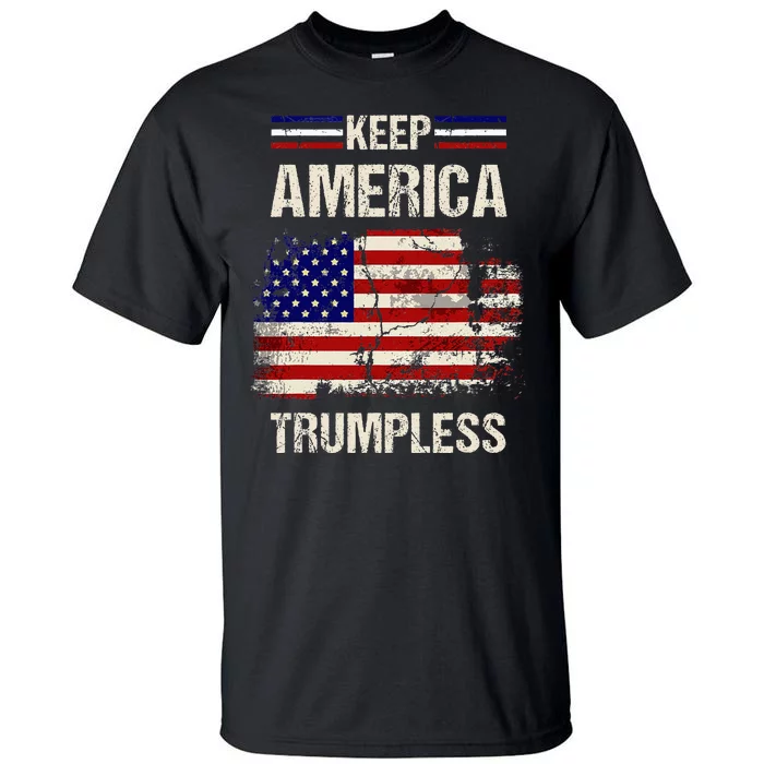 Keep America Trumpless America Flag Retro Patriotic Tall T-Shirt