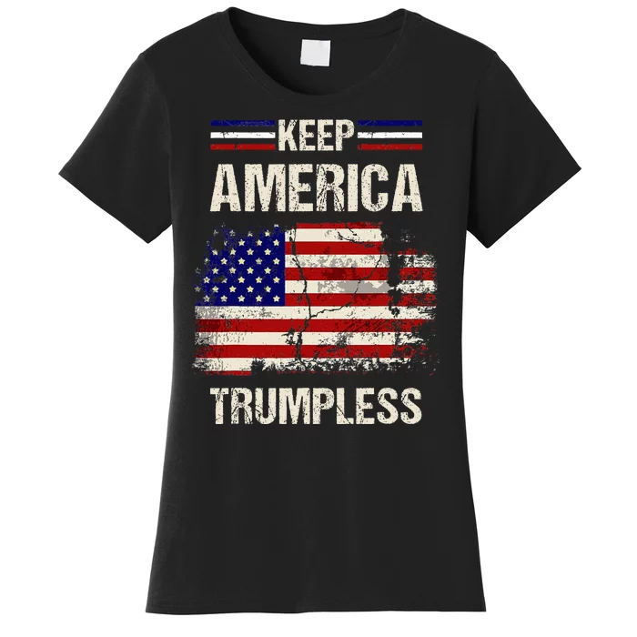 Keep America Trumpless America Flag Retro Patriotic Women's T-Shirt