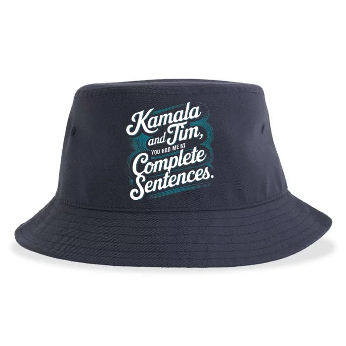 Kamala And Tim You Had Me At Complete Sentences Sustainable Bucket Hat