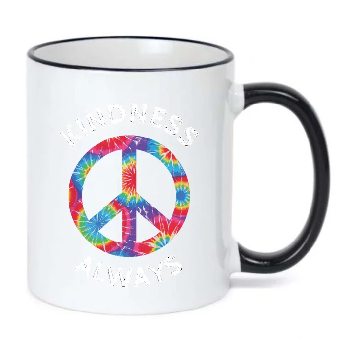 Kindness Always Tie Dye Peace Sign Spread Joy Cute Gift Black Color Changing Mug