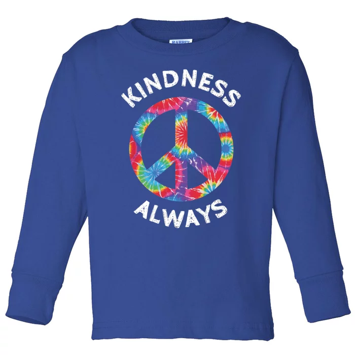 Kindness Always Tie Dye Peace Sign Spread Joy Cute Gift Toddler Long Sleeve Shirt