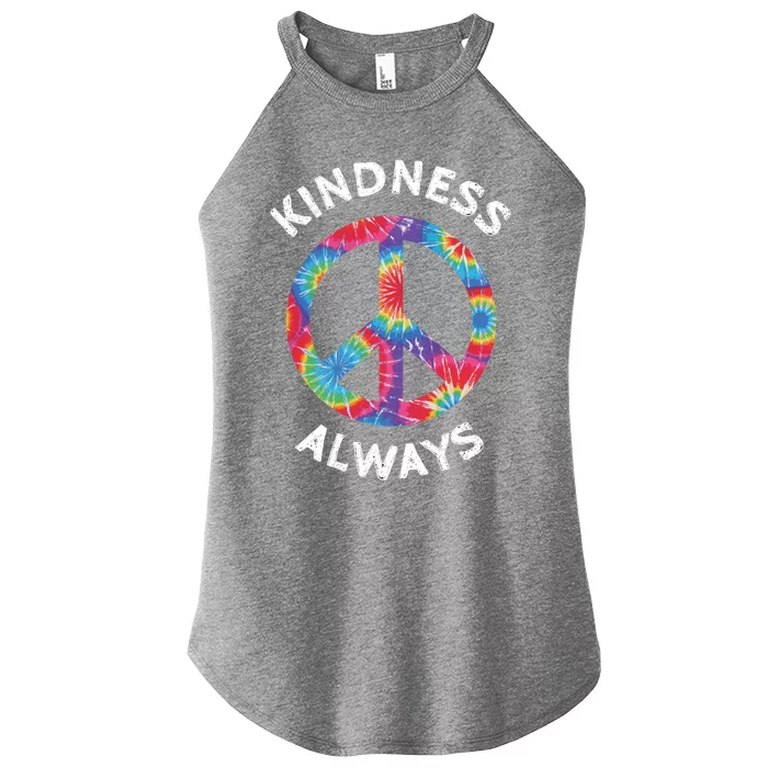 Kindness Always Tie Dye Peace Sign Spread Joy Cute Gift Women’s Perfect Tri Rocker Tank