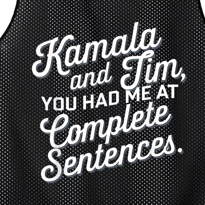 Kamala And Tim You Had Me At Complete Sentences Mesh Reversible Basketball Jersey Tank