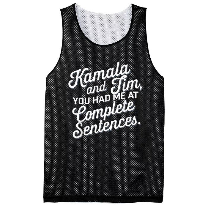 Kamala And Tim You Had Me At Complete Sentences Mesh Reversible Basketball Jersey Tank