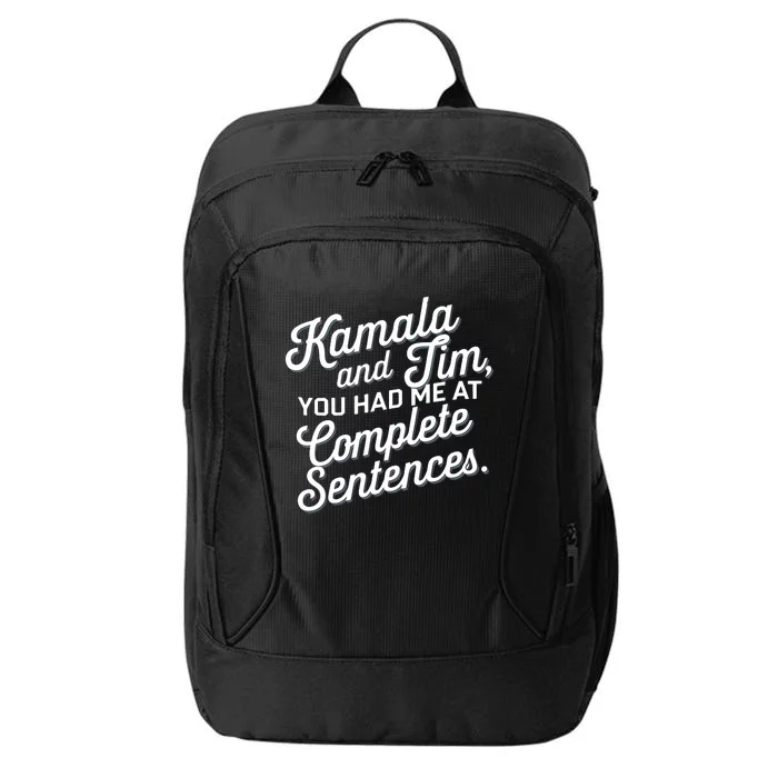 Kamala And Tim You Had Me At Complete Sentences City Backpack