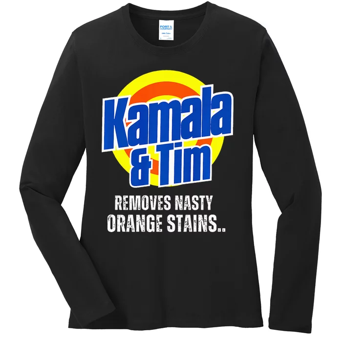 Kamala And Tim Removes Nasty Orange Stains Premium Ladies Long Sleeve Shirt