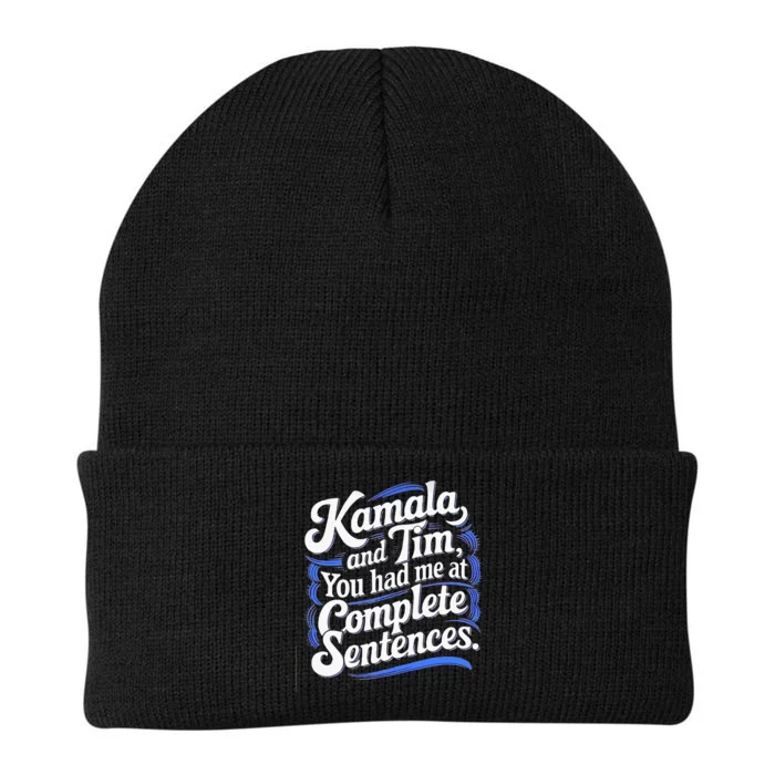 Kamala And Tim You Had Me At Complete Sentences Knit Cap Winter Beanie