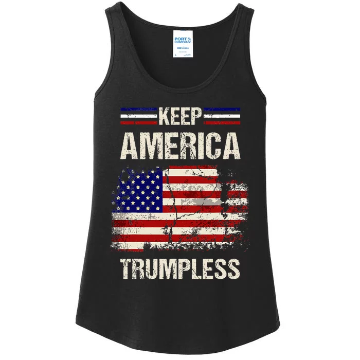 Keep America Trumpless America Flag Retro Patriotic Ladies Essential Tank