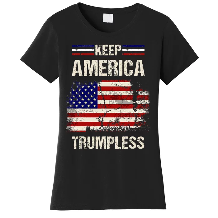 Keep America Trumpless America Flag Retro Patriotic Women's T-Shirt