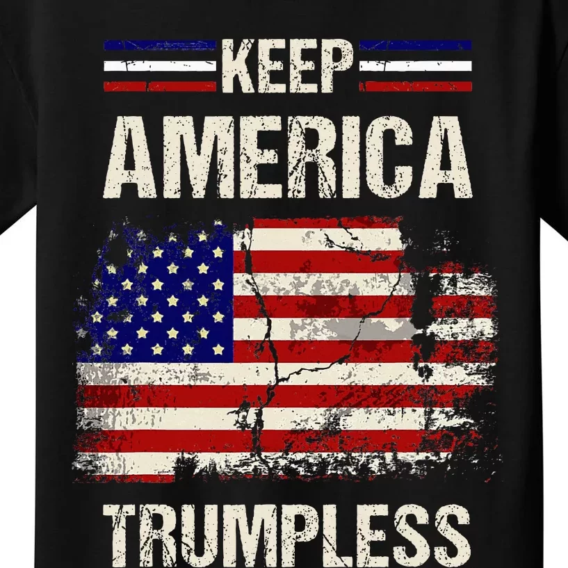 Keep America Trumpless America Flag Retro Patriotic Kids T-Shirt