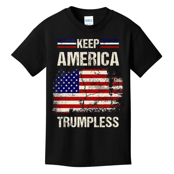 Keep America Trumpless America Flag Retro Patriotic Kids T-Shirt