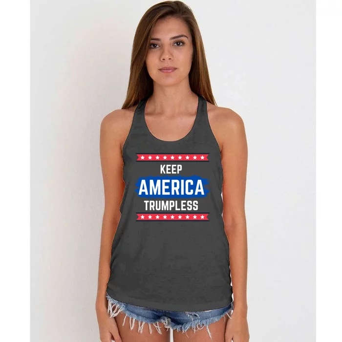 KEEP AMERICA TRUMPLESS Women's Knotted Racerback Tank