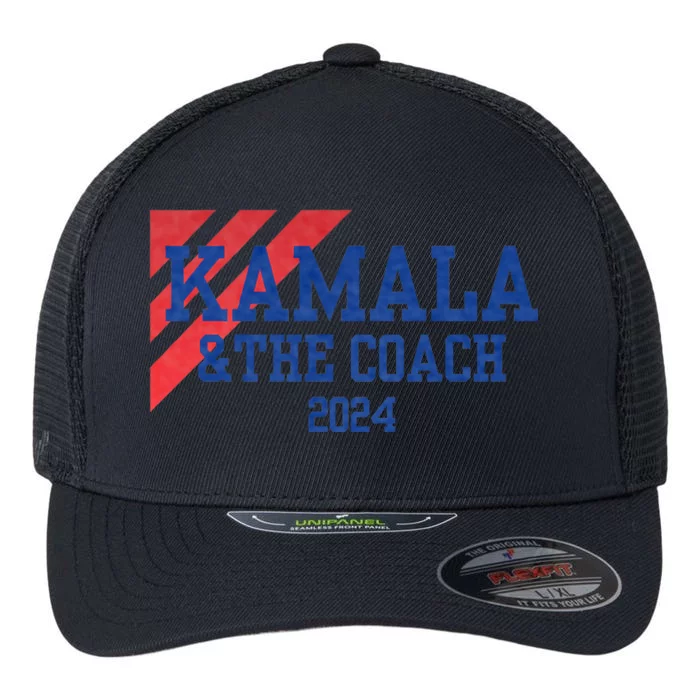 Kamala And The Coach 2024 Kamala Harris Tim Walz Flexfit Unipanel Trucker Cap