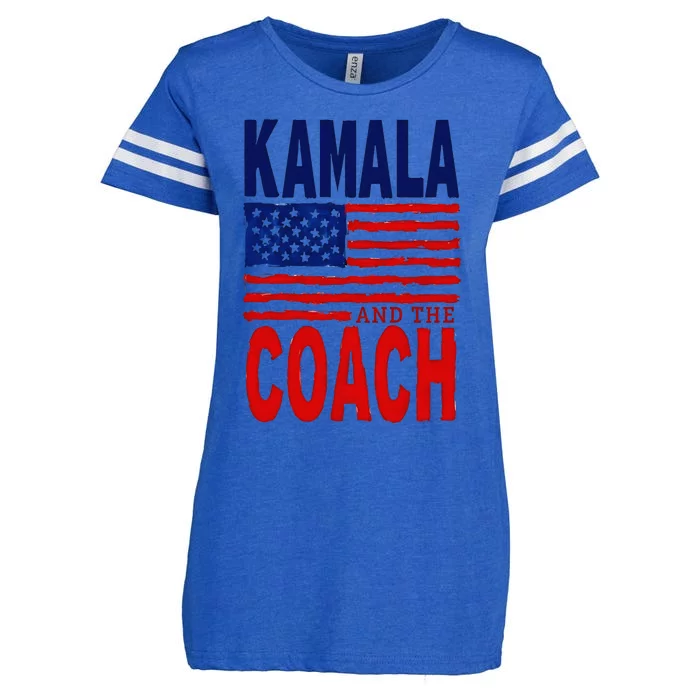 Kamala And The Coach 2024 Election Kamala Harris Tim Walz Enza Ladies Jersey Football T-Shirt