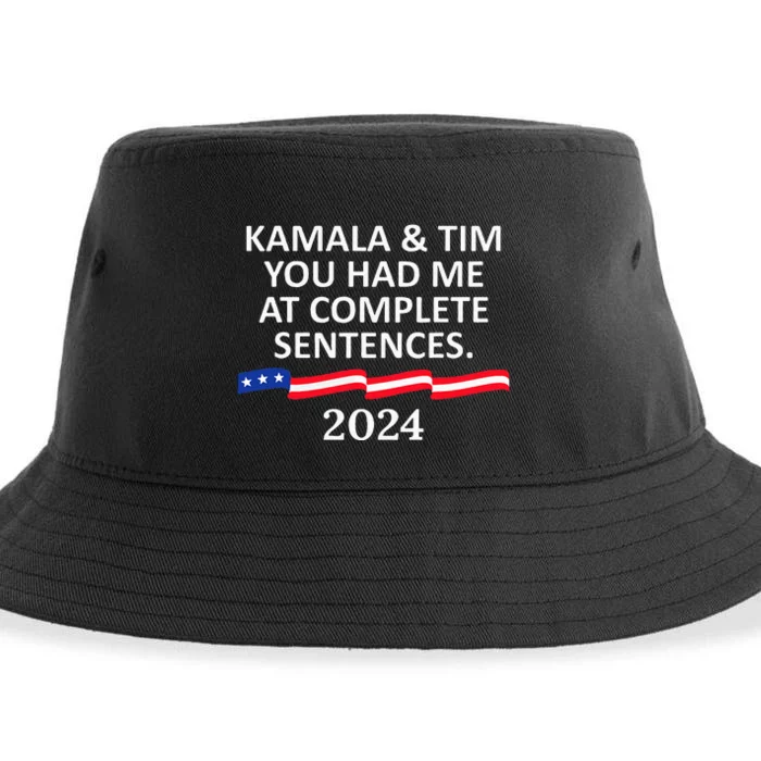 Kamala And Tim You Had Me At Complete Sentences Sustainable Bucket Hat