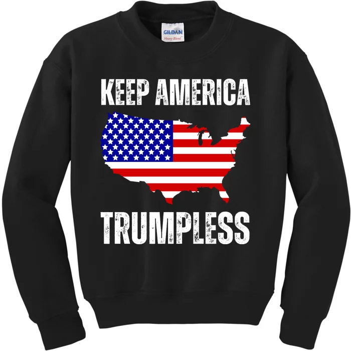 Keep America Trumpless 2024 Usa Map Kids Sweatshirt