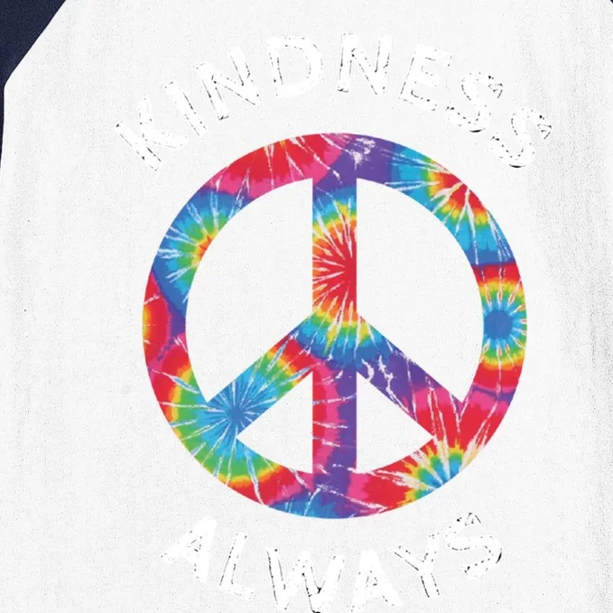 Kindness Always Tie Dye Peace Sign Spread Joy Gift Baseball Sleeve Shirt