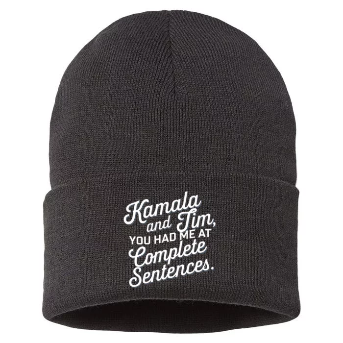 Kamala And Tim You Had Me At Complete Sentences Sustainable Knit Beanie