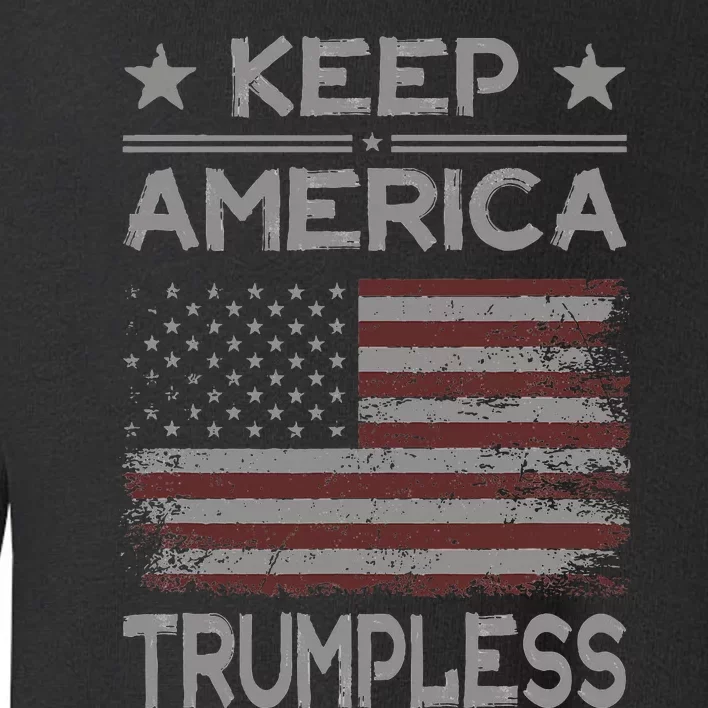 Keep America Trumpless Anti Trump Distressed American Flag Toddler Sweatshirt