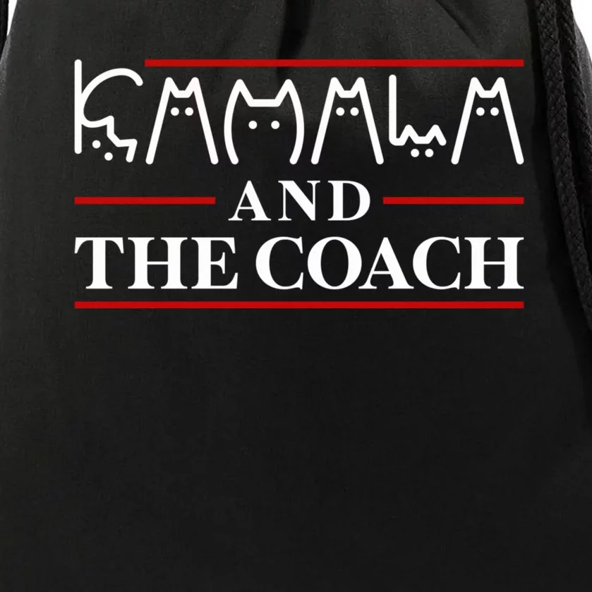 Kamala And The Coach  Childless Cat Ladies For Harris 2024 Drawstring Bag