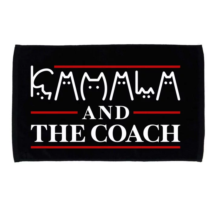 Kamala And The Coach  Childless Cat Ladies For Harris 2024 Microfiber Hand Towel