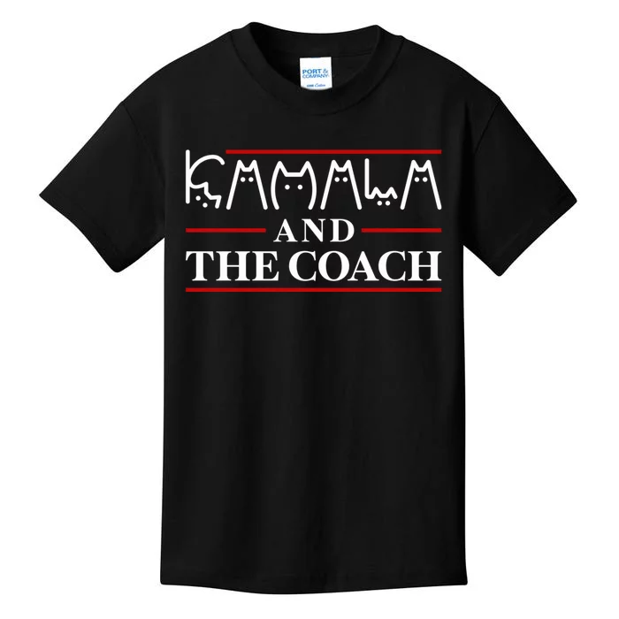 Kamala And The Coach  Childless Cat Ladies For Harris 2024 Kids T-Shirt