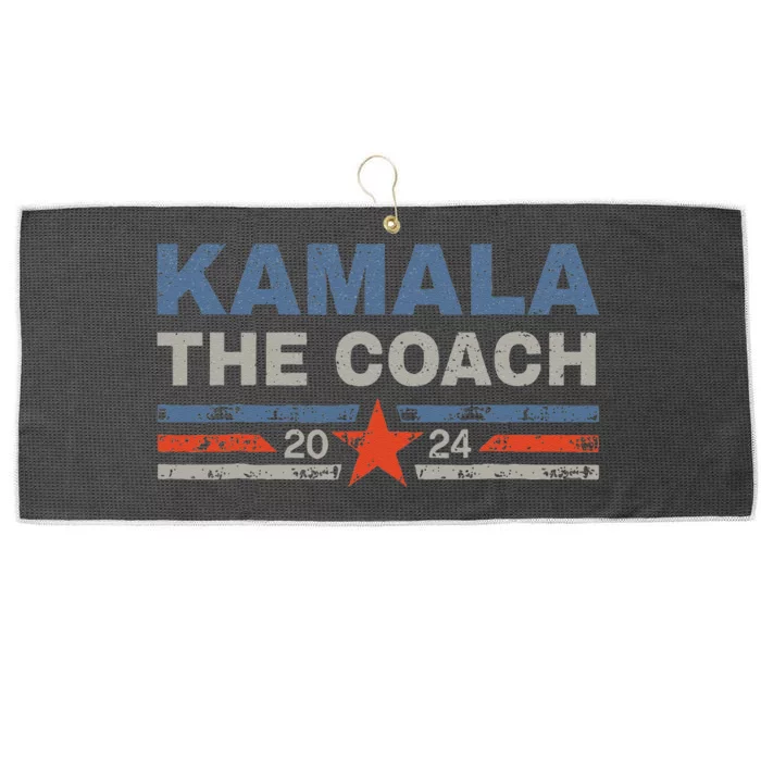 Kamala And The Coach 2024 Election Kamala Harris Tim Waltz Gift Large Microfiber Waffle Golf Towel