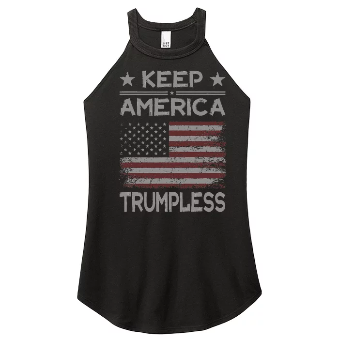 Keep America Trumpless Anti Trump Distressed American Flag Women’s Perfect Tri Rocker Tank