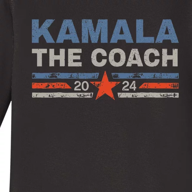 Kamala And The Coach 2024 Election Kamala Harris Tim Waltz Baby Long Sleeve Bodysuit