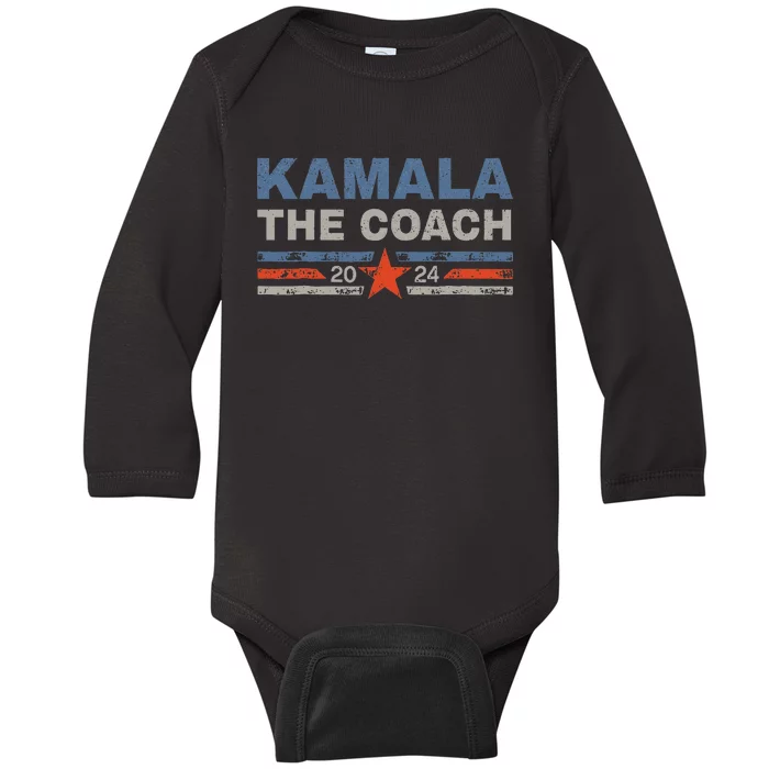 Kamala And The Coach 2024 Election Kamala Harris Tim Waltz Baby Long Sleeve Bodysuit