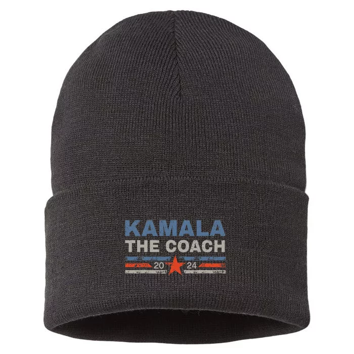 Kamala And The Coach 2024 Election Kamala Harris Tim Waltz Sustainable Knit Beanie