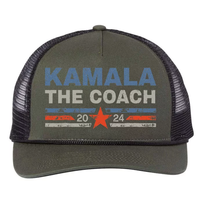 Kamala And The Coach 2024 Election Kamala Harris Tim Waltz Retro Rope Trucker Hat Cap