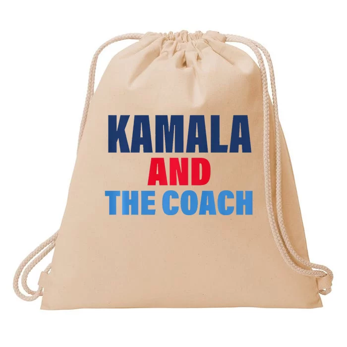 Kamala And The Coach Tim Walz And Kamala Harris Drawstring Bag