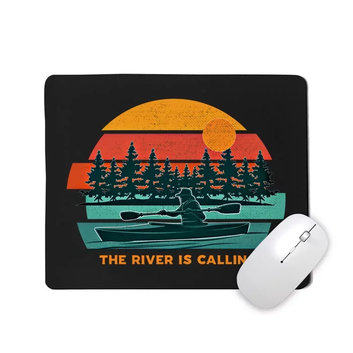 Kayaking Adventure The River Is Calling Retro Vintage Kayak Gift Mousepad