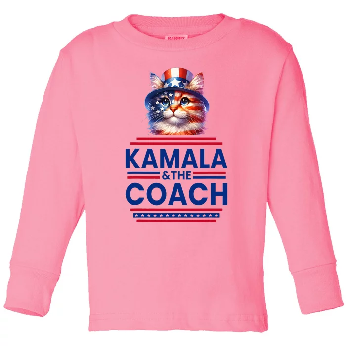 Kamala And The Coach 2024 Kamala Harris Tim Walz Toddler Long Sleeve Shirt