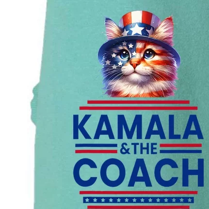 Kamala And The Coach 2024 Kamala Harris Tim Walz Doggie 3-End Fleece Hoodie