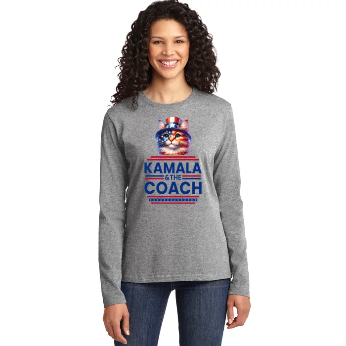 Kamala And The Coach 2024 Kamala Harris Tim Walz Ladies Long Sleeve Shirt