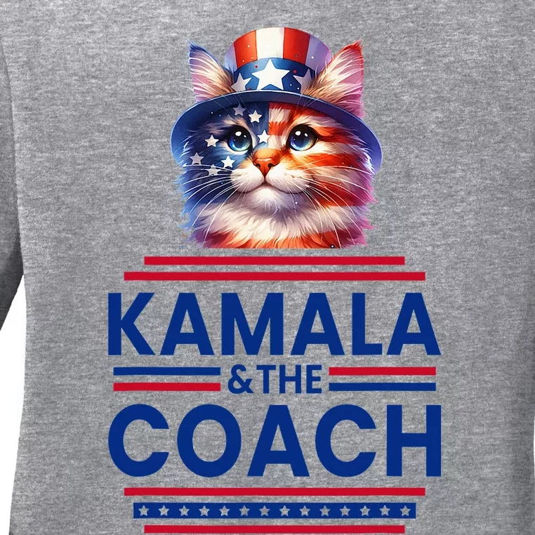 Kamala And The Coach 2024 Kamala Harris Tim Walz Ladies Long Sleeve Shirt