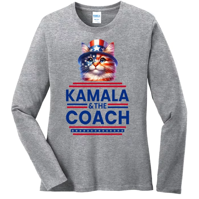 Kamala And The Coach 2024 Kamala Harris Tim Walz Ladies Long Sleeve Shirt