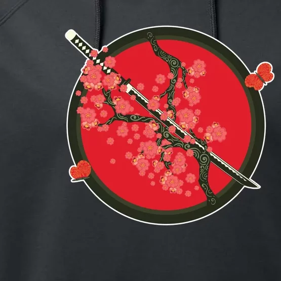 Katana Cherry Blossoms Performance Fleece Hoodie