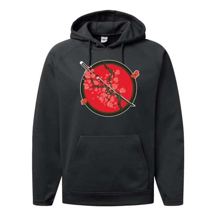 Katana Cherry Blossoms Performance Fleece Hoodie