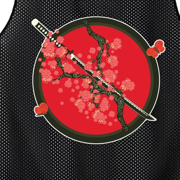 Katana Cherry Blossoms Mesh Reversible Basketball Jersey Tank