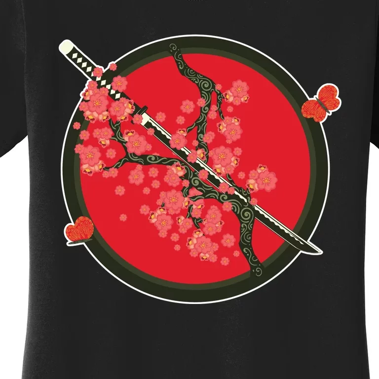 Katana Cherry Blossoms Women's T-Shirt