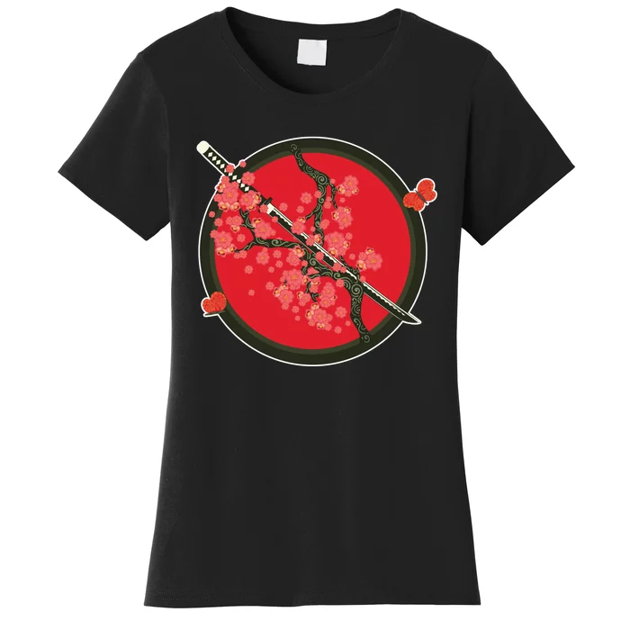 Katana Cherry Blossoms Women's T-Shirt