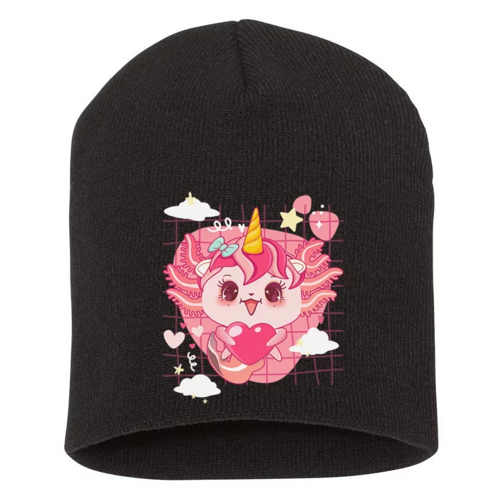 Kawaii Axolotl Unicorn Cute Axolotl Aesthetic Short Acrylic Beanie